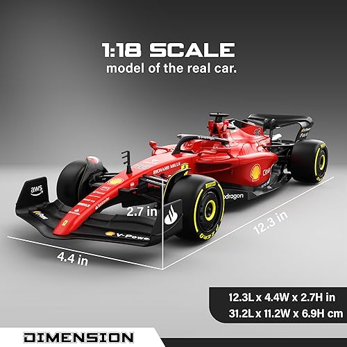 Rastar Authentic Licensed Ferrari F1 75 RC Car - Detailed Design, 2.4GHz Control | Color : 1:18 Ferrari F1 75