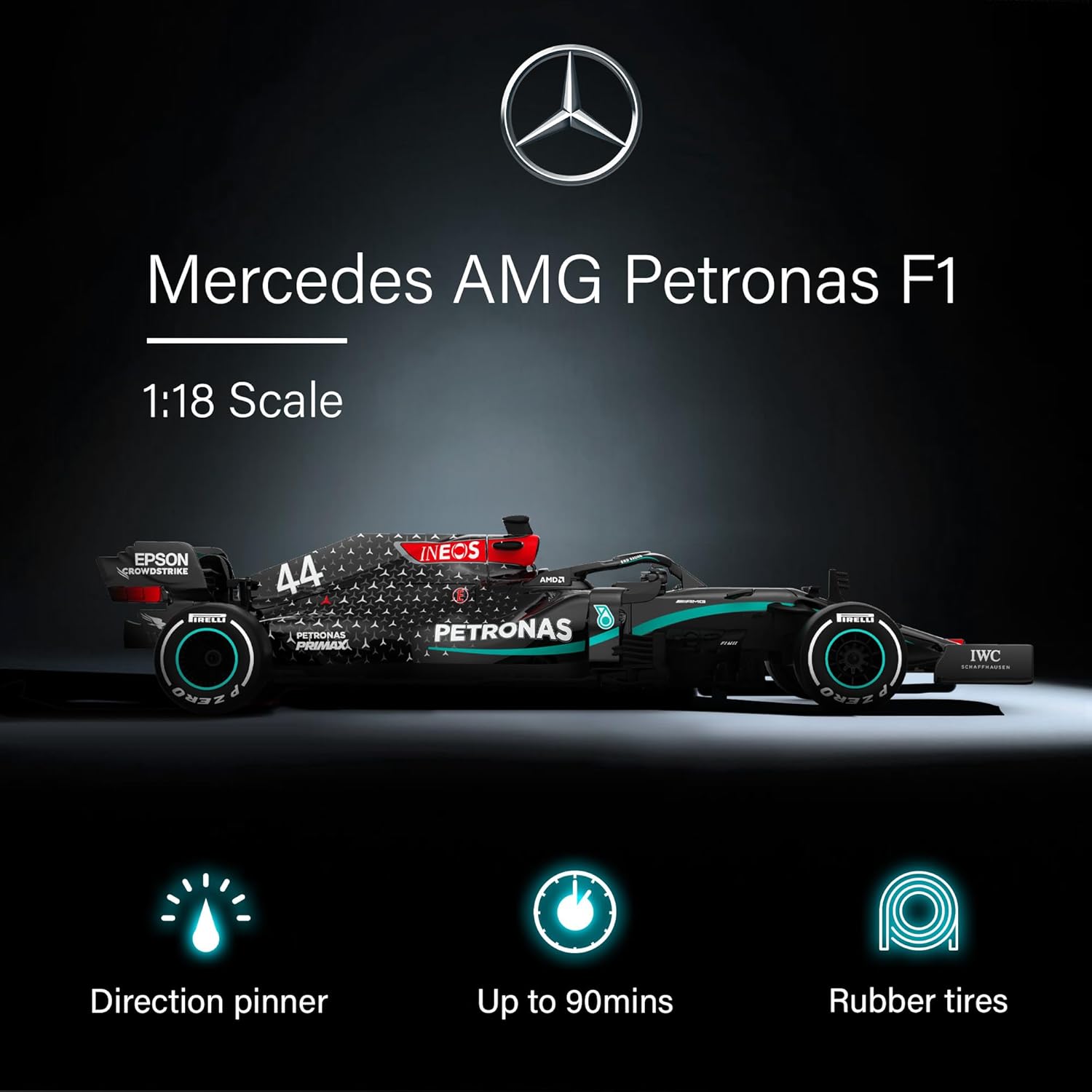 Rastar Authentic Licensed Mercedes-benz F1 W11 RC Car - Detailed Design, 2.4GHz Control | Color : 1:18 Mercedes-benz F1 W11