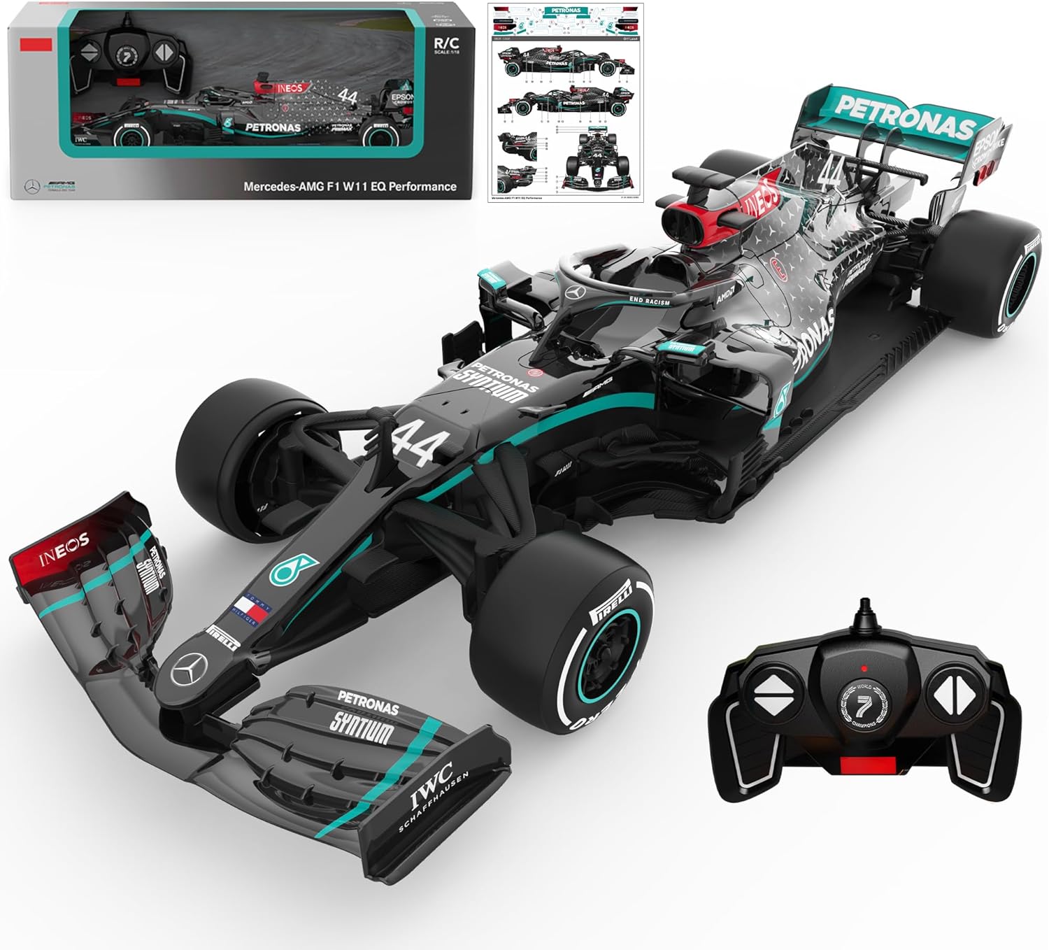 Rastar Authentic Licensed Mercedes-benz F1 W11 RC Car - Detailed Design, 2.4GHz Control | Color : 1:18 Mercedes-benz F1 W11