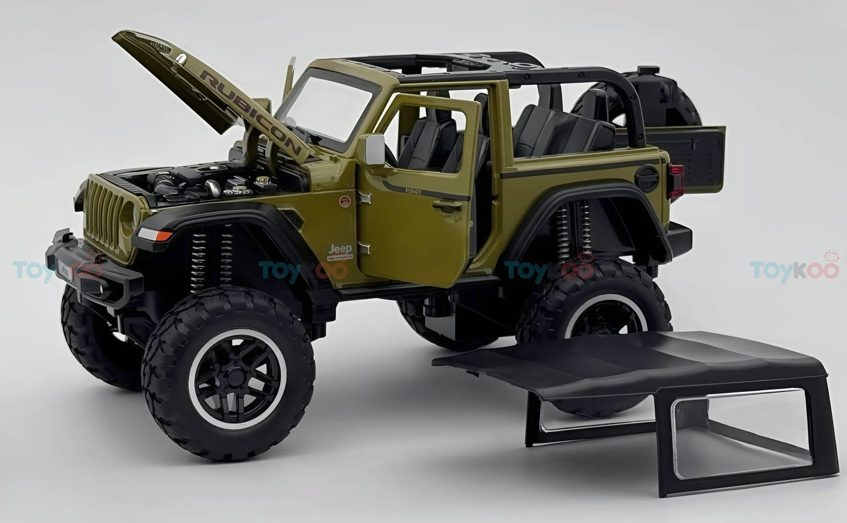 Jeep Wrangler Rubicon 1:18 diecast Scale Model car with Removable Top - Big Size